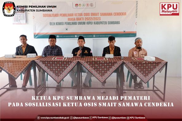 Ketua KPU Kabupaten Sumbawa Menjadi Pemateri sosialisasi pemiliahan Ketua OSIS SMAIT Cendekia